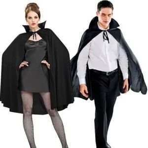 Men's vampire Black Cape with Collar Halloween costume accessory